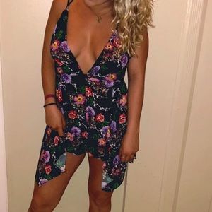 Low cut flowy romper worn once